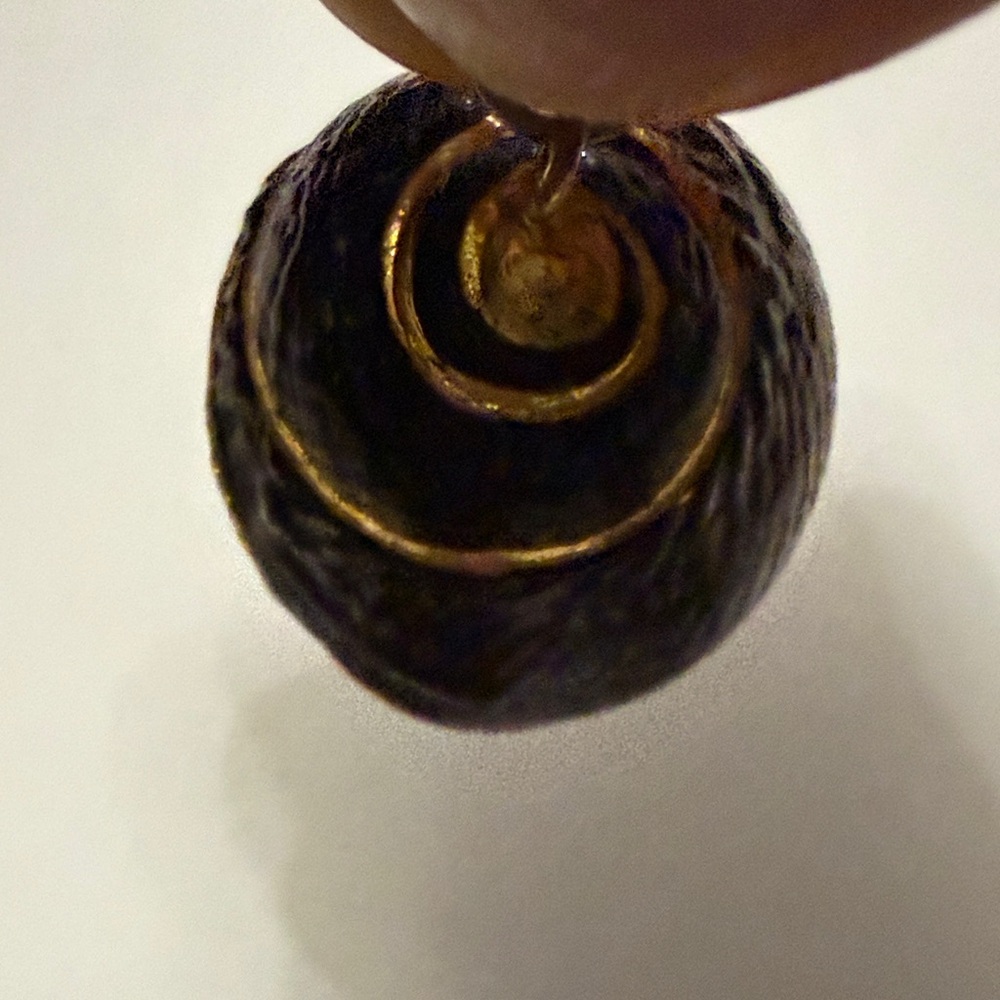 Black and Gold Shell Spiral Painted Pendant